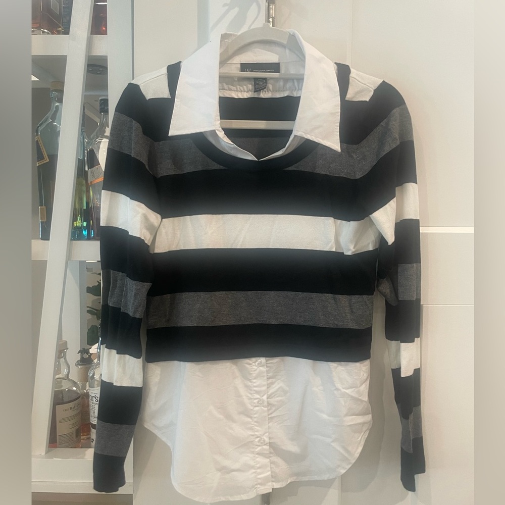 Inc black and white shirt/ sweater combo